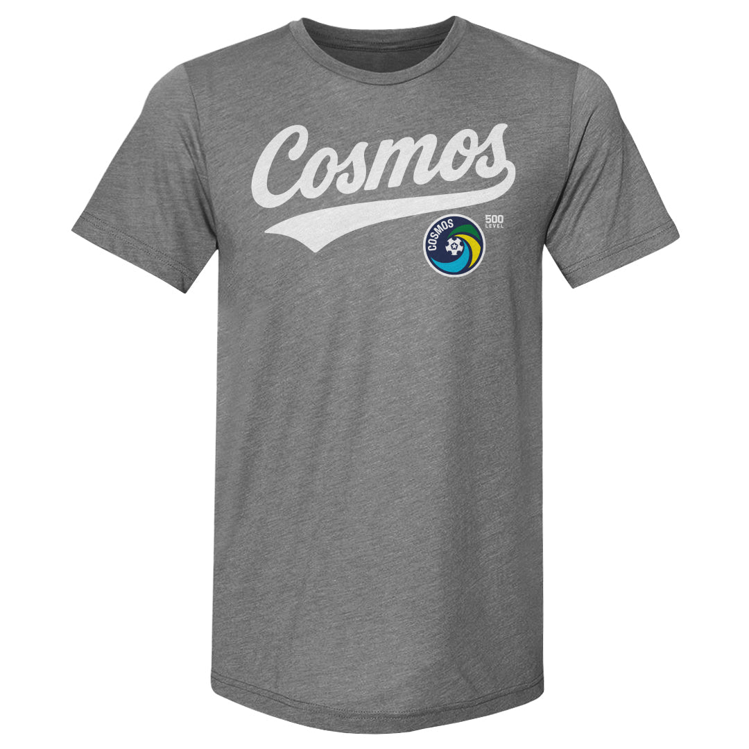 New York Cosmos Script WHT Mens Premium T Shirt 500 Level Officially Licensed Fan Gear