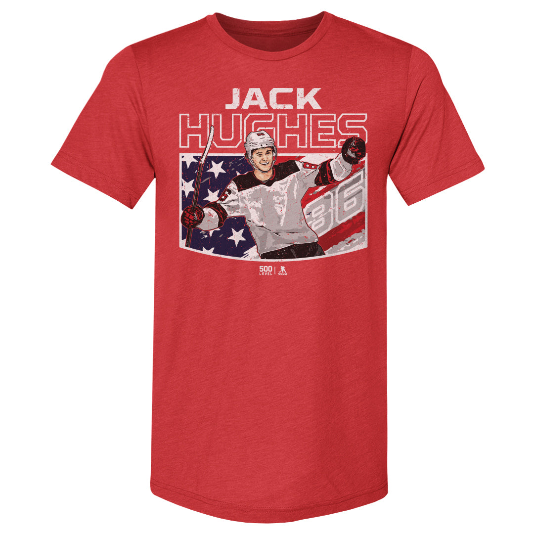 Jack Hughes New Jersey American Flag WHT
