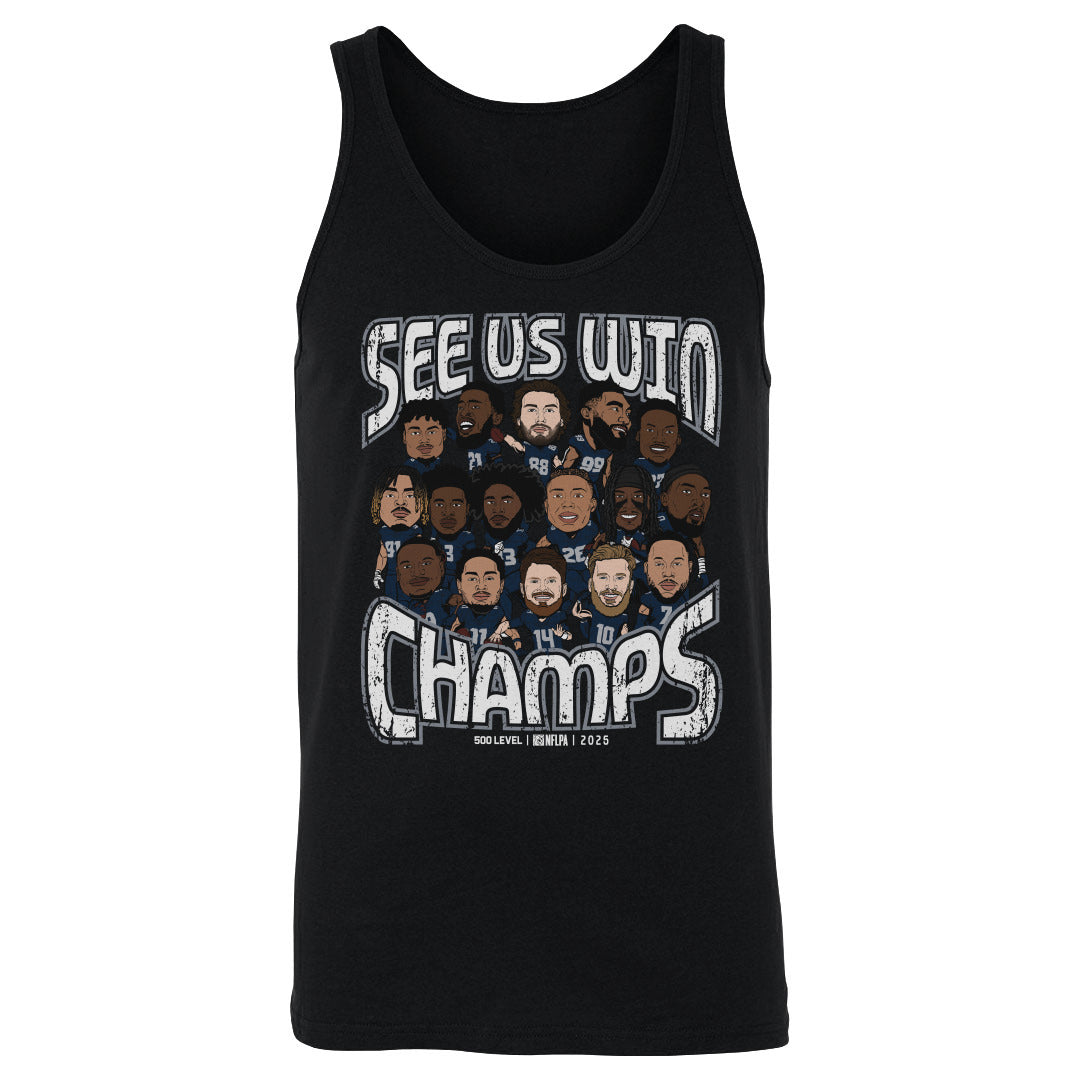 Seattle Football 2025 Champs Cartoon WHT