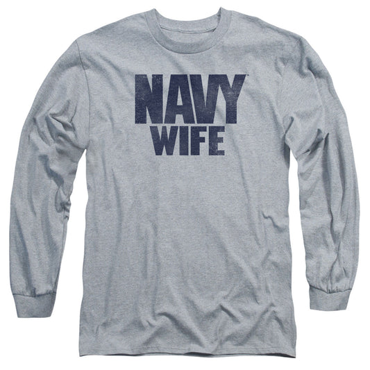 Navy Wife Mens Long Sleeve Shirt Athletic Heather