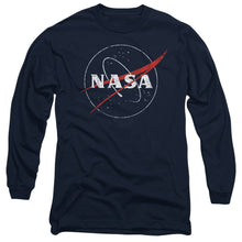 Load image into Gallery viewer, Nasa Distressed Logo Mens Long Sleeve Shirt Navy