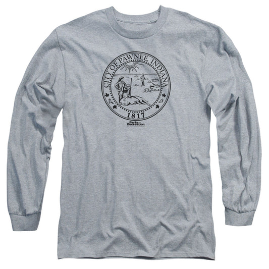 Parks And Rec Pawnee Seal Mens Long Sleeve Shirt Athletic Heather