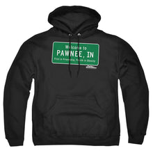 Load image into Gallery viewer, Parks And Rec Pawnee Sign Mens Hoodie Black