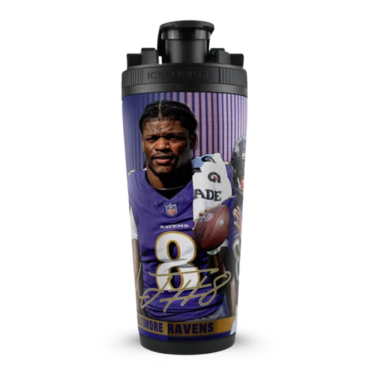 Official Lamar Jackson Baltimore Ravens 4D 26oz Ice Shaker Cup Officially Licensed