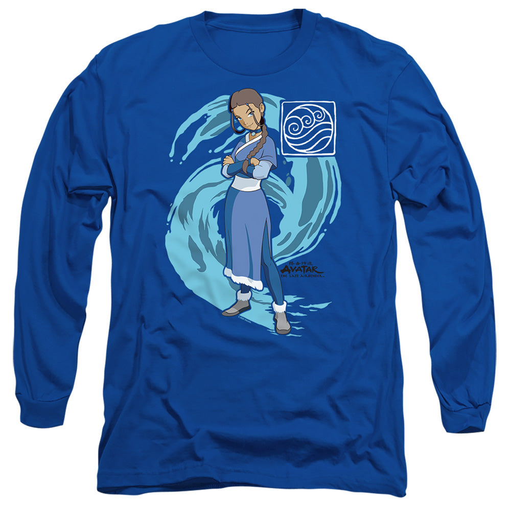 Avatar The Last Airbender Katara Water Wave Mens Long Sleeve Shirt Royal