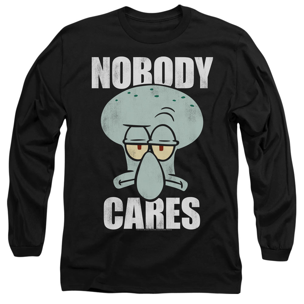 Spongebob Nobody Cares Meme Mens Long Sleeve Shirt Black Officially Licensed