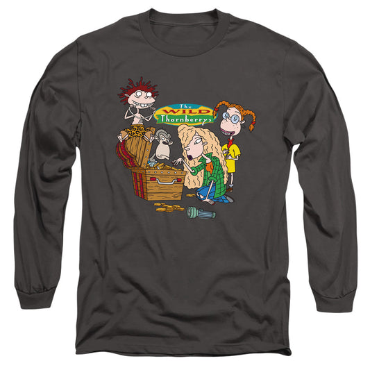 Wild Thornberrys Treasure Hunt Mens Long Sleeve Shirt Charcoal Officially Licensed