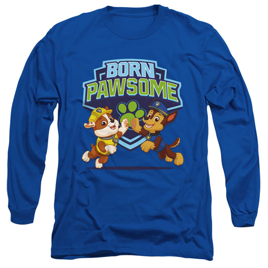Paw Patrol Born Pawsome Mens Long Sleeve Shirt Royal Blue