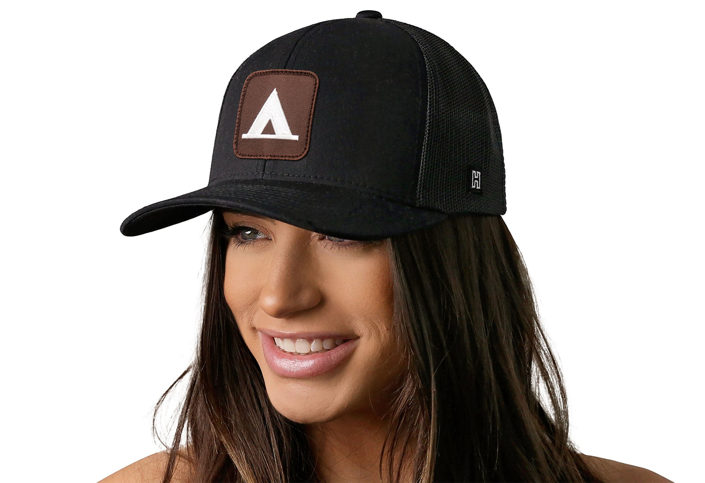 Tent Trucker Haka Hat Black Campground Trail Signs Snapback