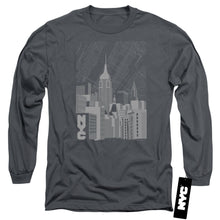 Load image into Gallery viewer, New York City Manhattan Monochrome Mens Long Sleeve Shirt Charcoal