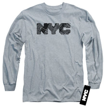 Load image into Gallery viewer, New York City Nyc Map Fill Mens Long Sleeve Shirt Athletic Heather