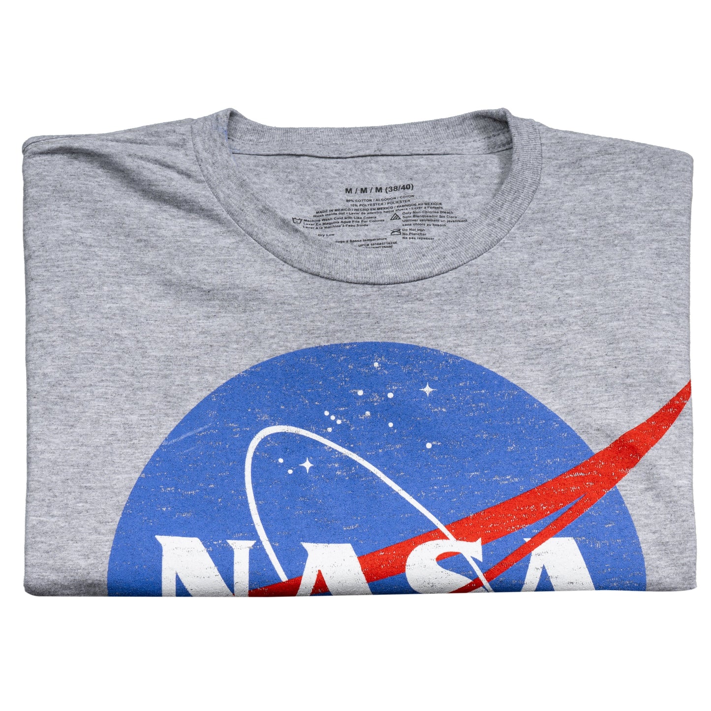NASA Logo Men's Officially Licensed Short Sleeve Gray T Shirt