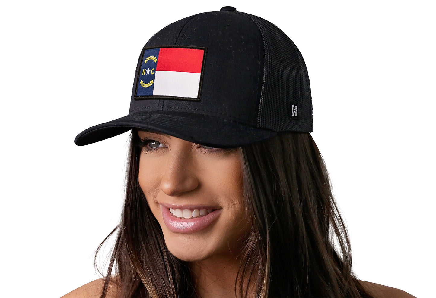 North Carolina Flag Trucker Haka Hat Black NC Snapback