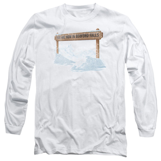 Its A Wonderful Life Bedford Falls Mens Long Sleeve Shirt White Officially Licensed
