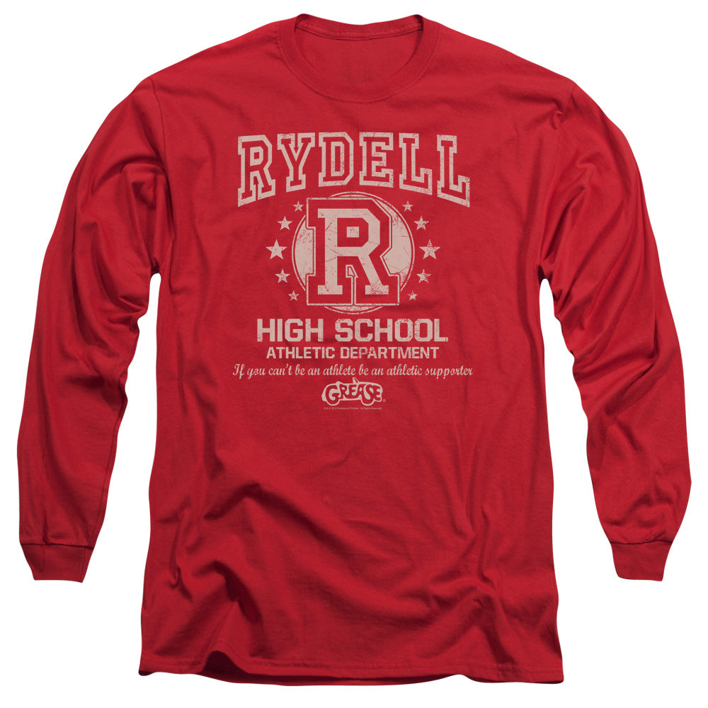 Grease Rydell High Mens Long Sleeve Shirt Red Officially Licensed
