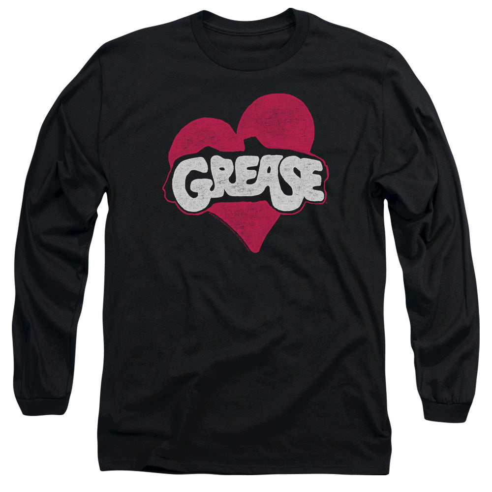 Grease Heart Mens Long Sleeve Shirt Black Officially Licensed