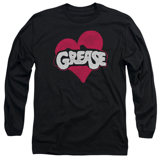 Grease Heart Mens Long Sleeve Shirt Black Officially Licensed