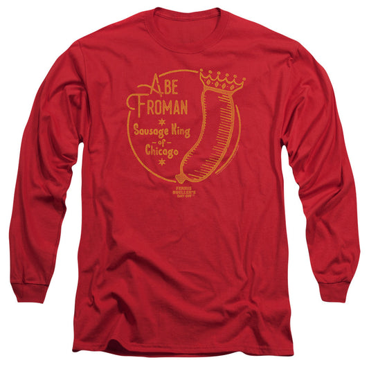 Ferris Bueller Abe Froman Mens Long Sleeve Shirt Red Officially Licensed