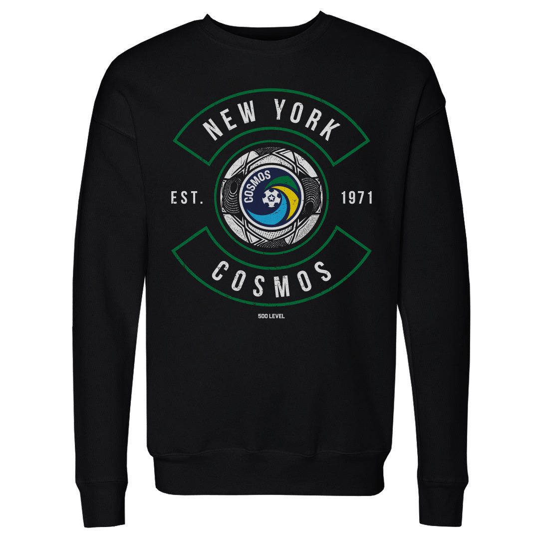 New York Cosmos Ball Arc WHT Mens Crewneck Sweatshirt 500 Level Officially Licensed Fan Gear