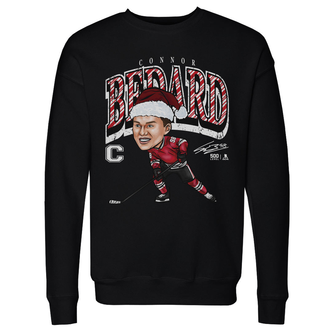 Connor Bedard Chicago Cartoon Santa Hat WHT