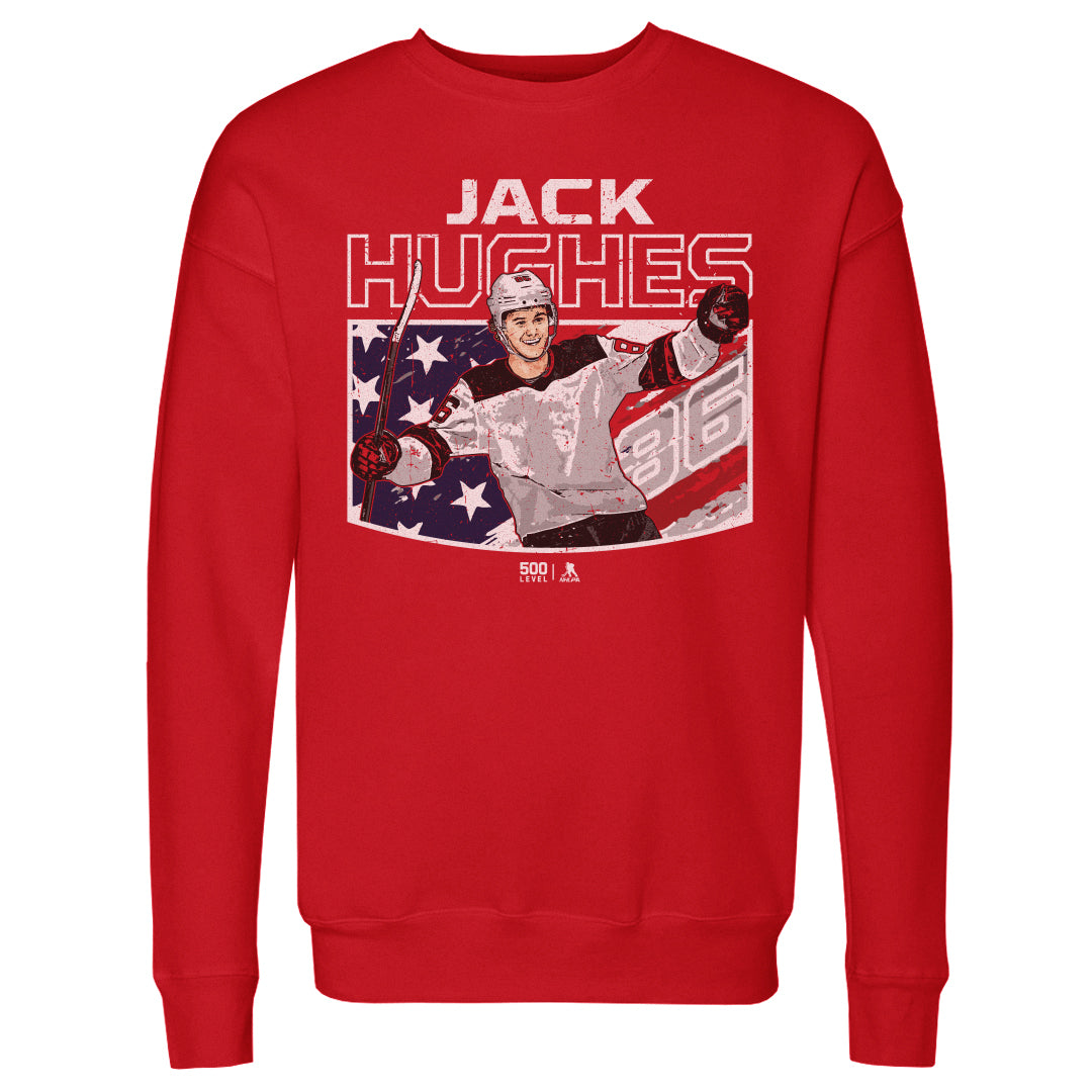 Jack Hughes New Jersey American Flag WHT