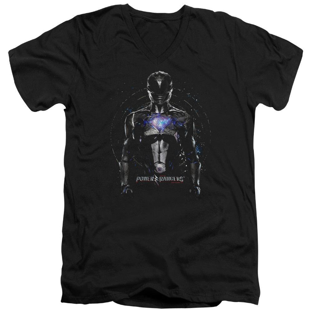 Power Rangers Black Ranger Mens Slim Fit V-Neck T Shirt Black