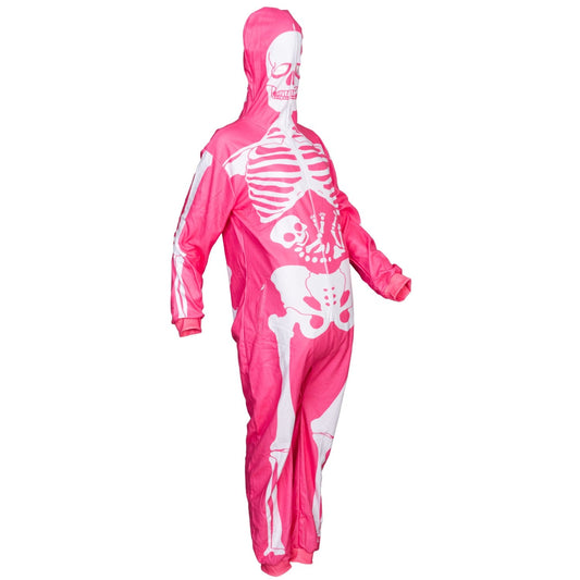 Women's Pink Skeleton Halloween Costume Cosplay Jumpsuit (With Mask)