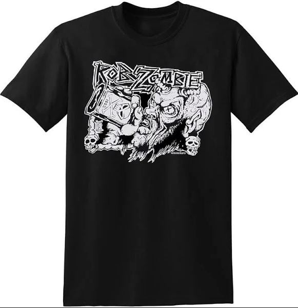 Rob Zombie Drinking from Bottle Officially Licensed Mens T Shirt Black
