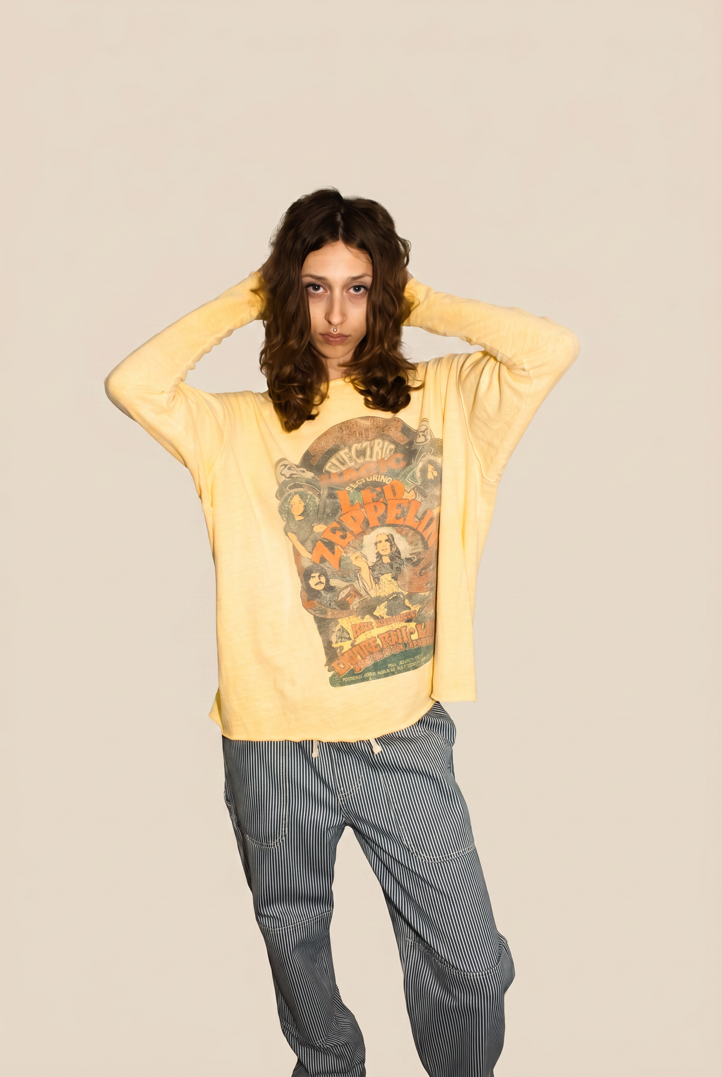Led Zeppelin Electric Magic Top Womens Long Sleeve T Shirt Yellow