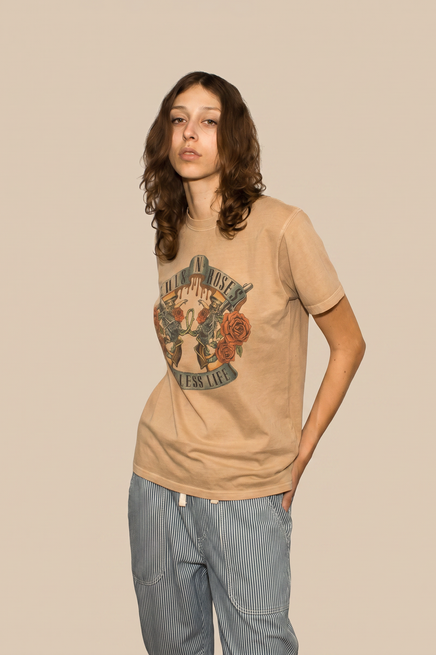 Guns N Roses Reckless Womens Tee T Shirt Tan