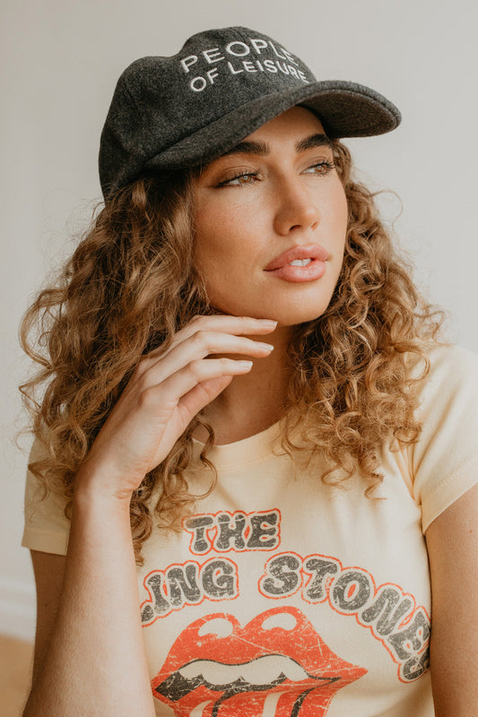 Rolling Stones 1975 Baby Tee Womens T Shirt Yellow