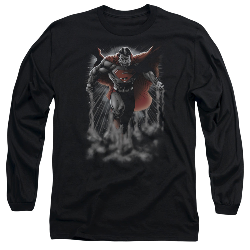 Superman Above The Clouds Mens Long Sleeve Shirt Black Officially Licensed