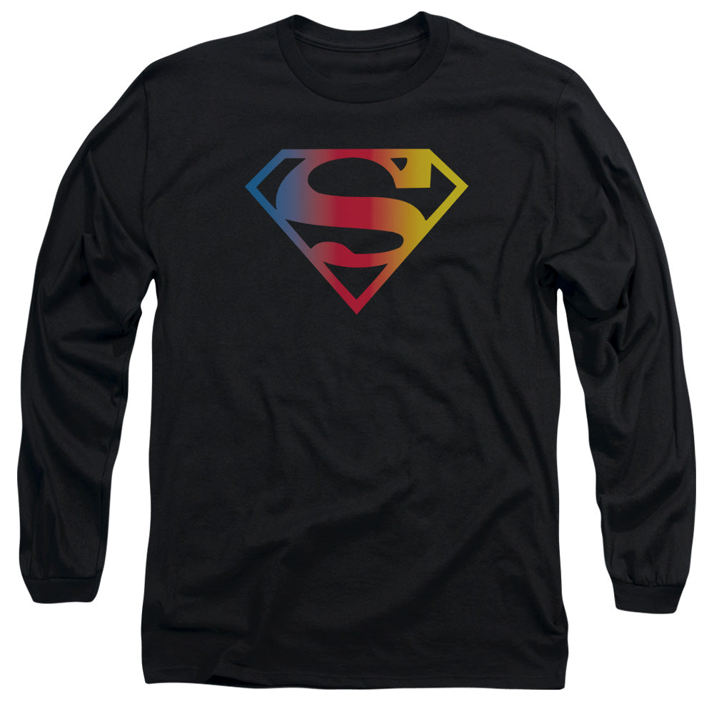 Superman Gradient Superman Logo Mens Long Sleeve Shirt Black Officially Licensed