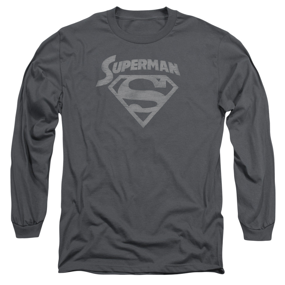 Superman Super Arch Mens Long Sleeve Shirt Charcoal Officially Licensed