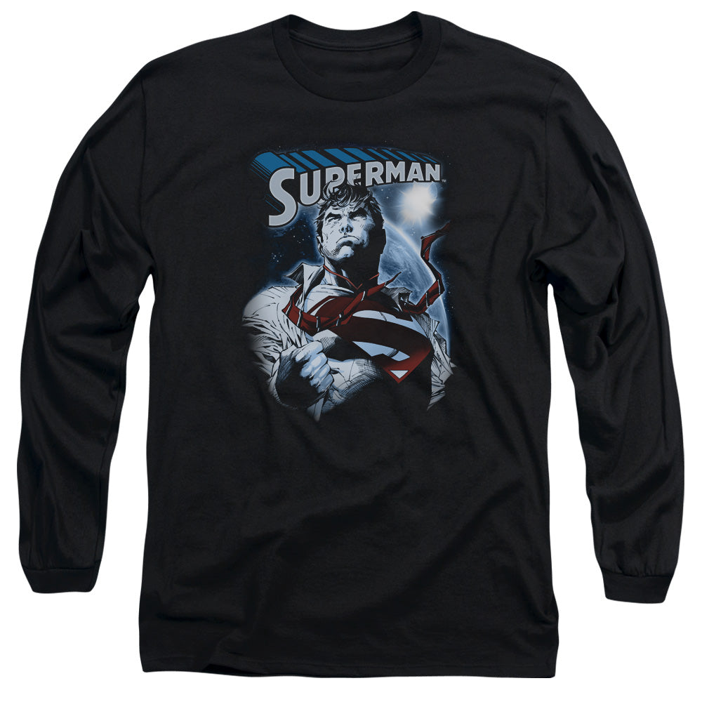 Superman Protect Earth Mens Long Sleeve Shirt Black Officially Licensed