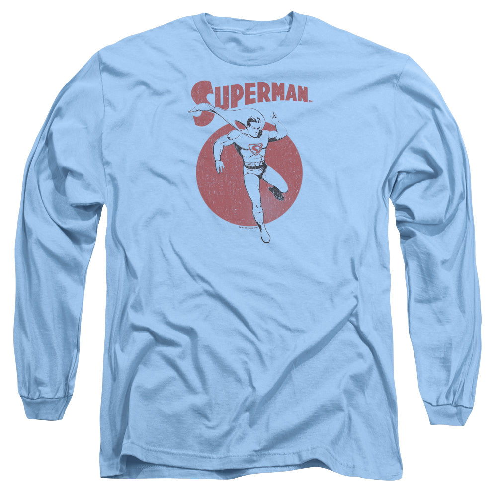 Superman Vintage Sphere Mens Long Sleeve Shirt Carolina Blue Officially Licensed