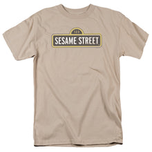 Load image into Gallery viewer, Sesame Street Tilted Logo Mens T Shirt Sand