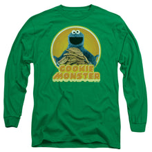 Load image into Gallery viewer, Sesame Street Cookie Iron On Mens Long Sleeve Shirt Kelly Green Officially Licensed