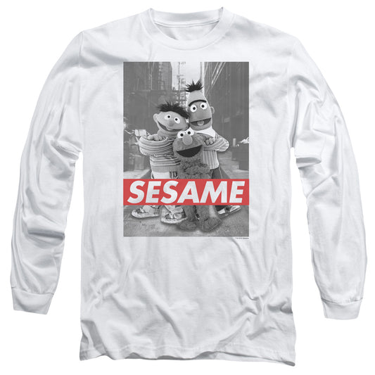 Sesame Street Sesame Mens Long Sleeve Shirt White Officially Licensed