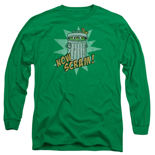 Sesame Street Now Scram Mens Long Sleeve Shirt Kelly Green Officially Licensed