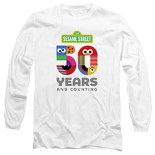Load image into Gallery viewer, Sesame Street 50 Years Logo Mens Long Sleeve Shirt White Officially Licensed