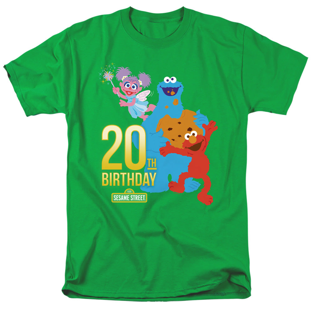Sesame Street 20Th Birthday Group Mens T Shirt Kelly Green