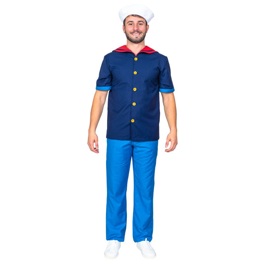 Sailor Man Adult Halloween Costume Set with Muscle Arms Spinach Captain Cosplay