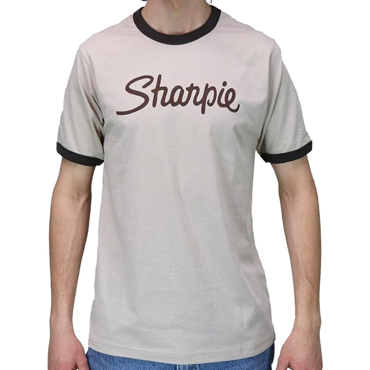 Scott Pilgrim Sharpie Ringer Shirt Heather Brown Pilgrim Rock Band Adult T Shirt