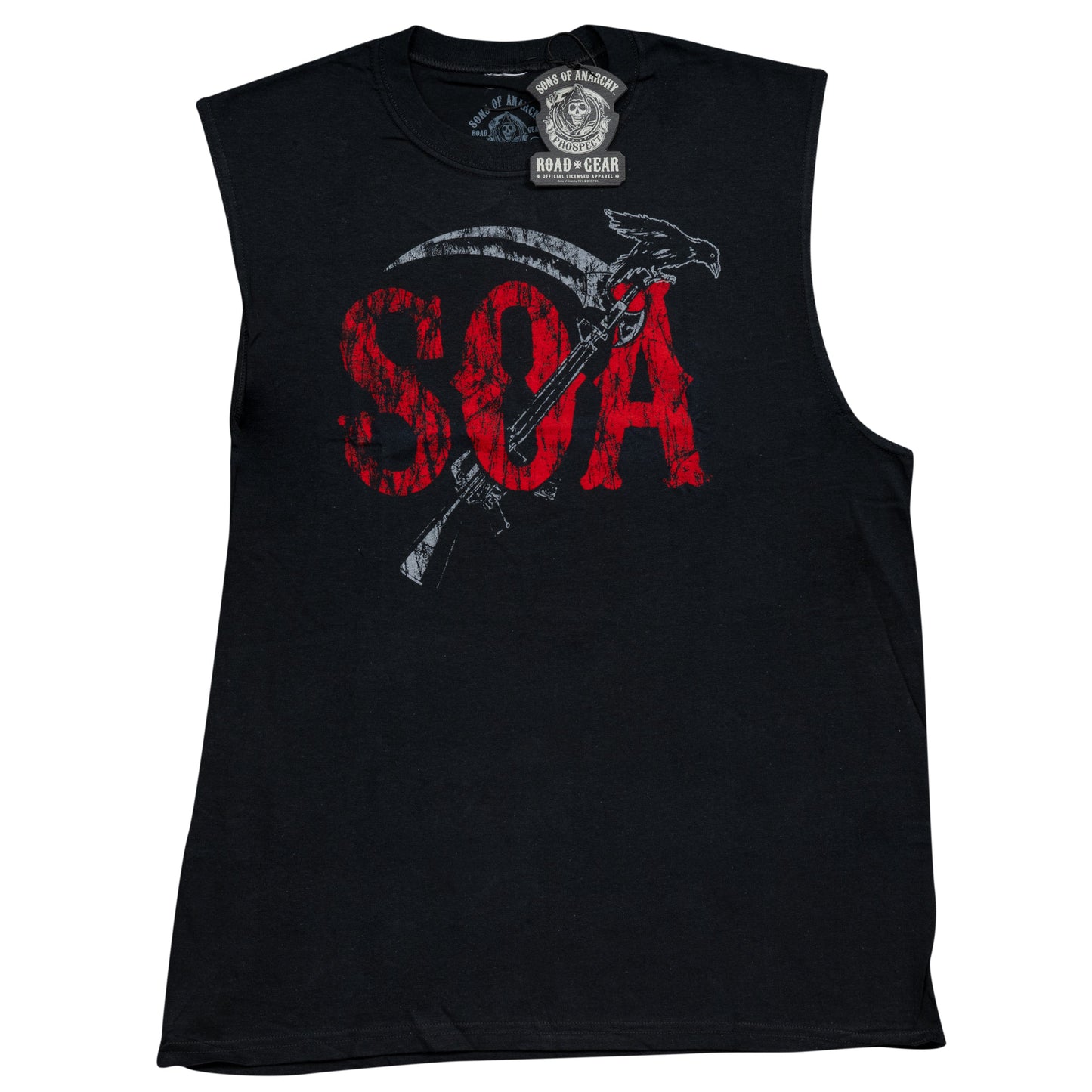 Sons Of Anarchy SOA Reaper Logo Crow Black Sleeveless T Shirt