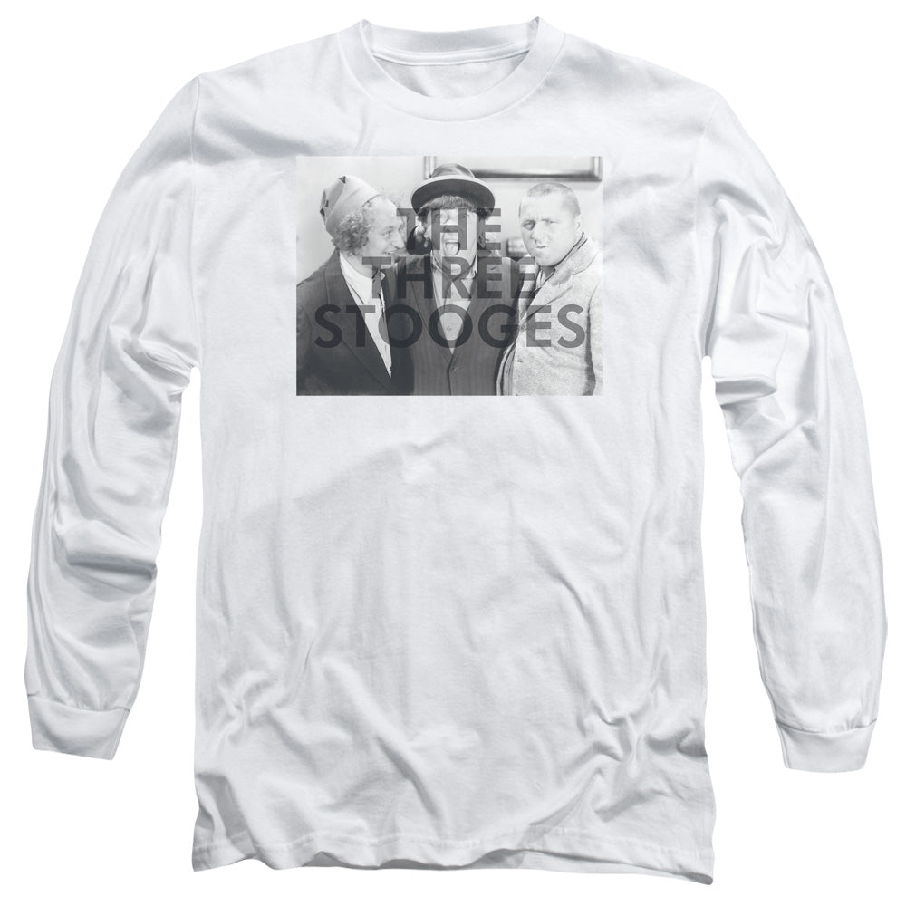 Three Stooges Cutoff Mens Long Sleeve Shirt White Officially Licensed