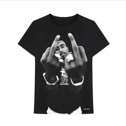 Tupac Middle Finger Mens T Shirt Black