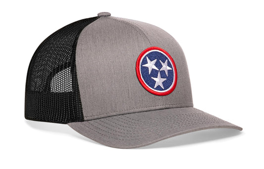 Tennessee Flag Trucker Haka Hat Gray-Black TN Snapback