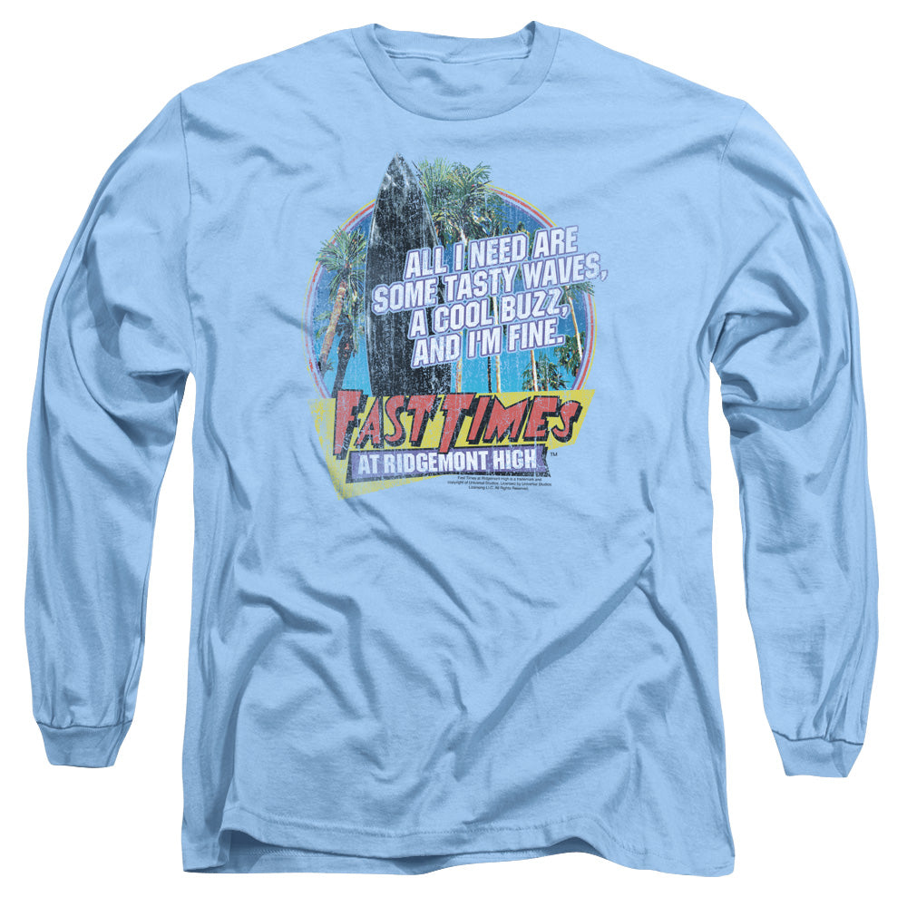 Fast Times Ridgemont High Tasty Waves Mens Long Sleeve Shirt Carolina Blue Carolina Blue