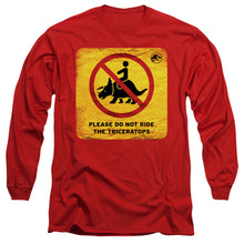 Load image into Gallery viewer, Jurassic World Don'T Ride Sign Mens Long Sleeve Shirt Red Officially Licensed